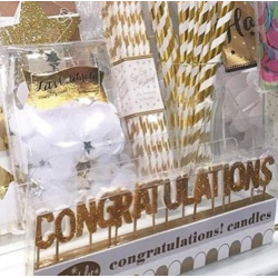 Congratulation Glitter Gold Candle 