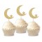 Stars & Moon Cupcake Toppers Gold Glitters 