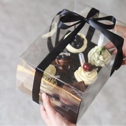 Clear Black Cupcake Box For 6 Cups